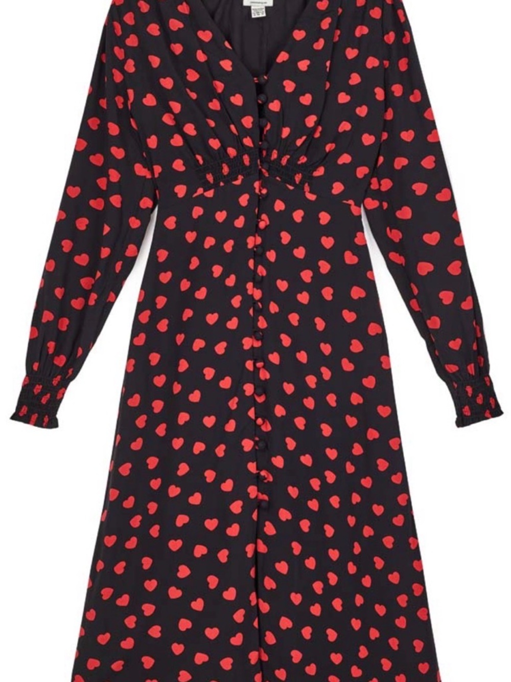 Long Sleeve Black Dress with Red Heart Print Joanie